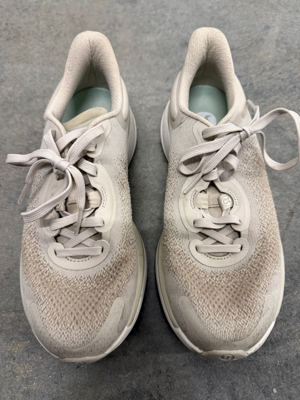 lululemon athletica Neutral Beige Knit Lace-Up Sneakers